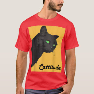 Funny Halloween Black Cat Cattitude  Scary Black C T-Shirt