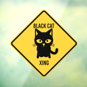 Funny Halloween Black Cat Crossing Sign