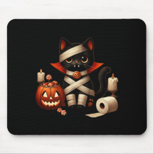 Funny Halloween Black Cat Dracula Costume Trick Or Mouse Mat