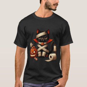 Funny Halloween Black Cat Dracula Costume Trick Or T-Shirt