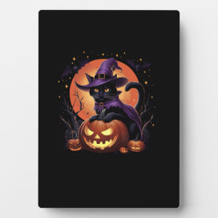 Funny Halloween Black Cat Pumpkin Costume Cat Love Plaque