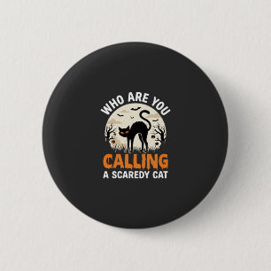 Funny Halloween Black Cat Scaredy Cat Vector Desig 6 Cm Round Badge