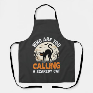 Funny Halloween Black Cat Scaredy Cat Vector Desig Apron