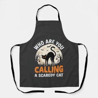 Funny Halloween Black Cat Scaredy Cat Vector Desig Apron