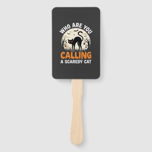 Funny Halloween Black Cat Scaredy Cat Vector Desig Hand Fan
