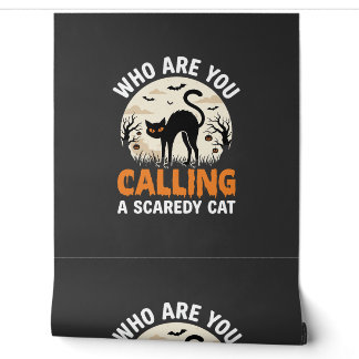 Funny Halloween Black Cat Scaredy Cat Vector Desig Wallpaper