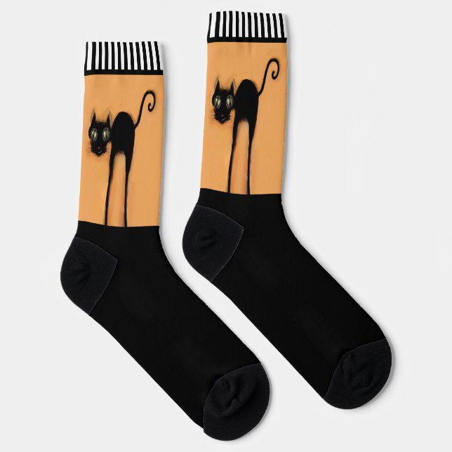 Funny Halloween Black Cat Socks (Right)