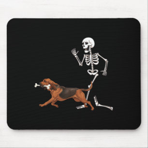 Funny Halloween Bloodhound and Skeleton Mouse Mat