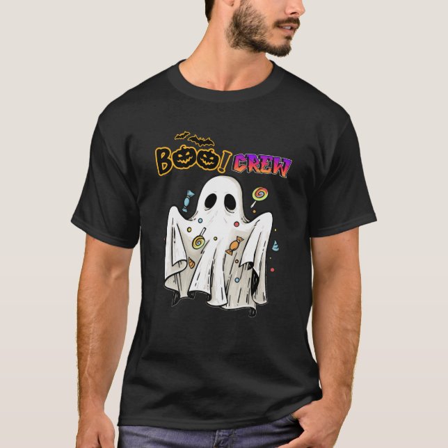 Funny halloween boo crew groovy ghost pumpkin patc T-Shirt (Front)