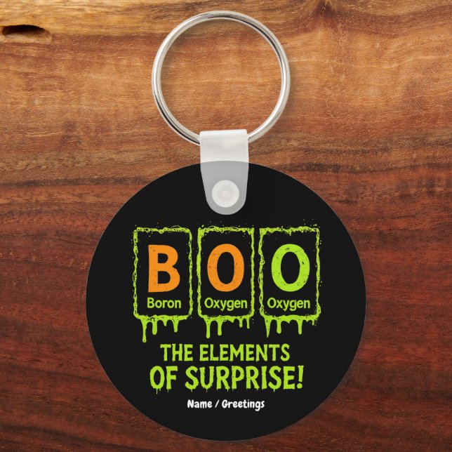 Funny Halloween Boo Elements Science Surprise Gift Key Ring (Front)