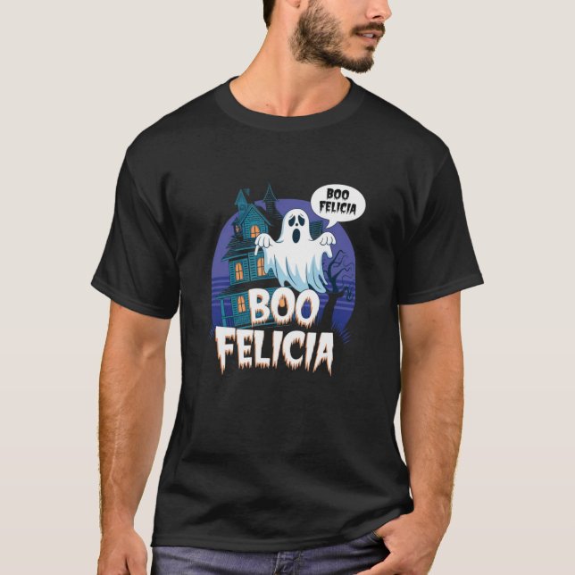 Funny Halloween 'Boo Felicia' Ghost T-Shirt (Front)