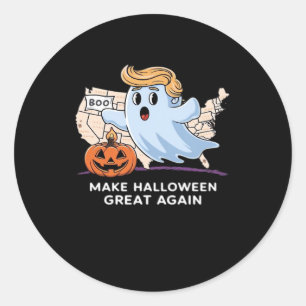 Funny Halloween Boo, Pumpkin Trumpkin, Make Hallow Classic Round Sticker
