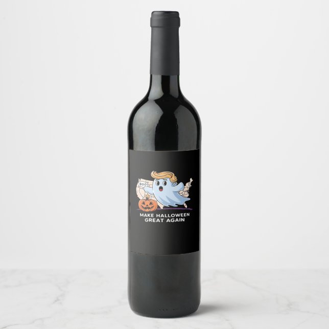 Funny Halloween Boo, Pumpkin Trumpkin, Make Hallow Wine Label (Front)