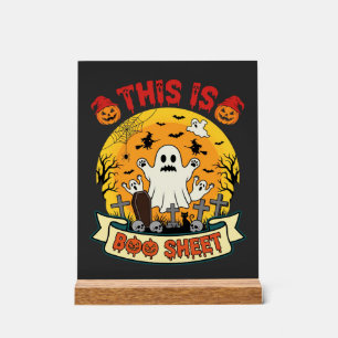 Funny Halloween Boo Sheet Ghost Graveyard Acrylic Sign