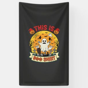 Funny Halloween Boo Sheet Ghost Graveyard Banner