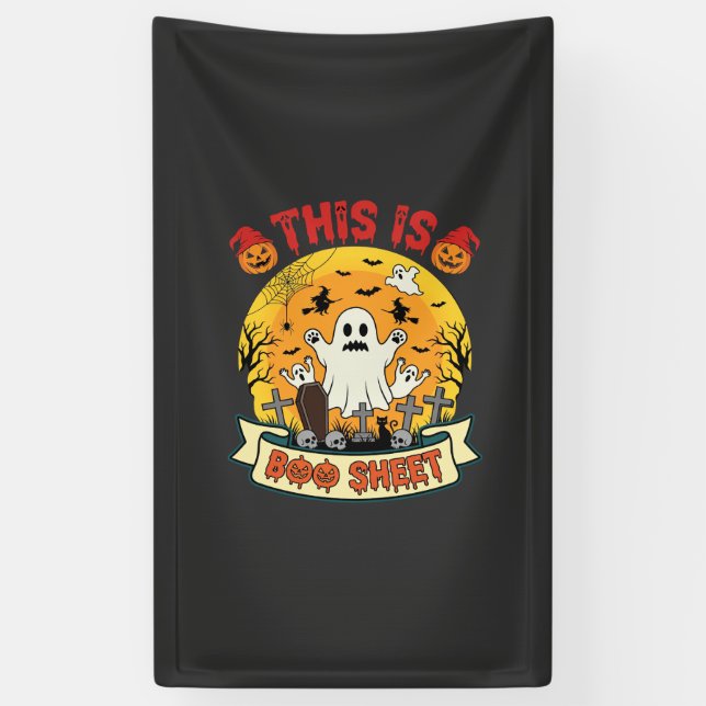 Funny Halloween Boo Sheet Ghost Graveyard Banner (Vertical)