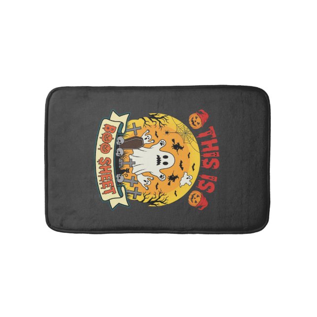 Funny Halloween Boo Sheet Ghost Graveyard Bath Mat (Front)