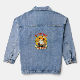 Funny Halloween Boo Sheet Ghost Graveyard Denim Jacket