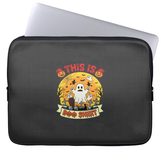 Funny Halloween Boo Sheet Ghost Graveyard Laptop Sleeve (Front)
