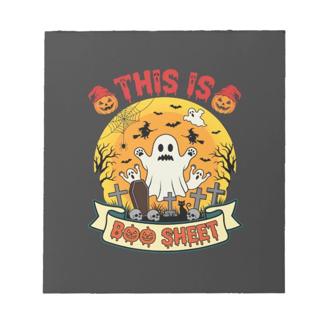 Funny Halloween Boo Sheet Ghost Graveyard Notepad (Front)