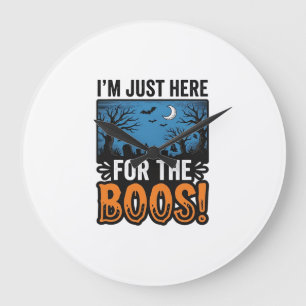Funny Halloween Boos Vintage Ghost T-Shirt Design_ Large Clock