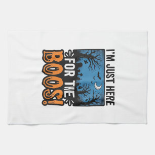 Funny Halloween Boos Vintage Ghost T-Shirt Design_ Tea Towel