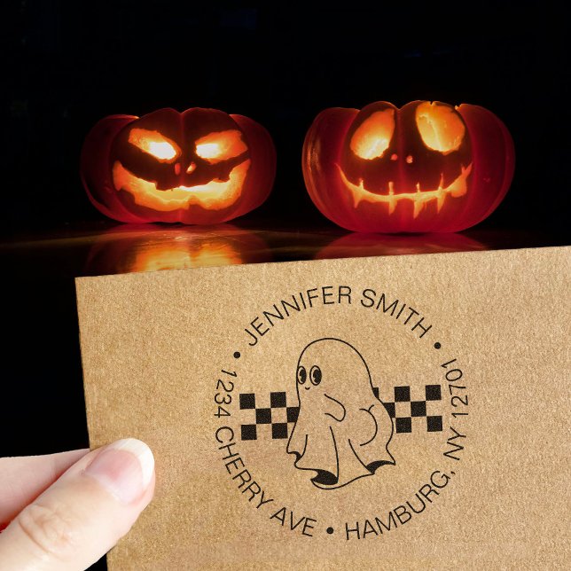 Funny Halloween Bootiful Ghost Return Address Rubber Stamp (Creator Uploaded)