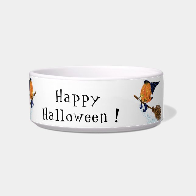 Funny Halloween Bowls Witch Pumpkin Flying (Right)
