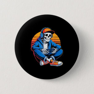 Funny Halloween Boys Men Kids Skeleton Video Gamin 6 Cm Round Badge