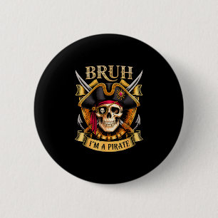 Funny halloween bruh a pirate skull costume kids 6 cm round badge