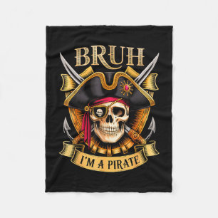 Funny halloween bruh a pirate skull costume kids fleece blanket