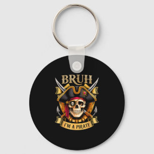 Funny halloween bruh a pirate skull costume kids key ring