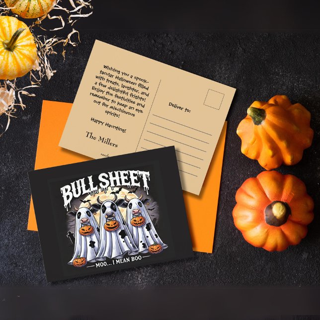 Funny Halloween Bull Sheet bulls  ghost Postcard (Funny Halloween Bull Sheet bulls ghost Postcard)