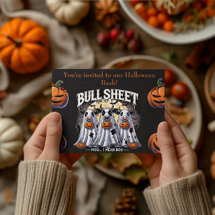 Funny Halloween Bull Sheet moo bulls ghost Invitation