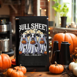 Funny Halloween Bull Sheet moo bulls Tea Towel