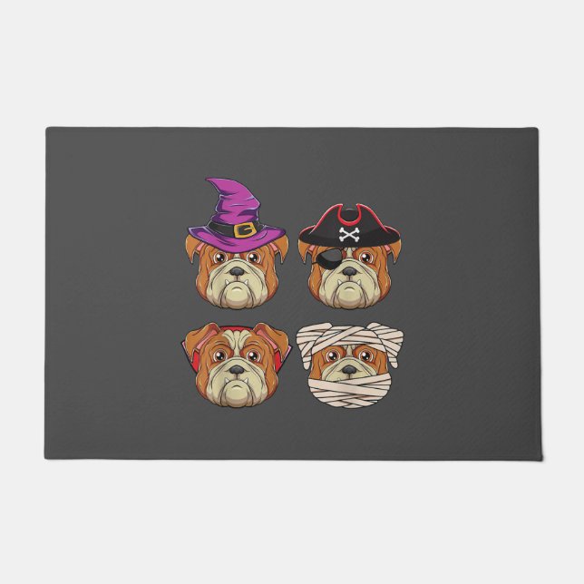 Funny Halloween Bulldog Dog - Dogs Lover Costume Doormat (Front)