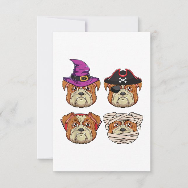 Funny Halloween Bulldog Dog - Dogs Lover Costume RSVP Card (Front)