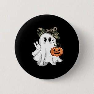 Funny Halloween Camouflage Camo Ghost Hello Huntin 6 Cm Round Badge