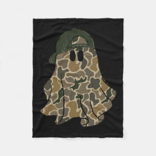 Funny Halloween Camouflage Camo Ghost Hello Huntin Fleece Blanket