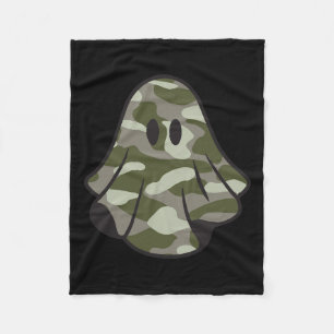 Funny Halloween Camouflage Camo Ghost Hello Huntin Fleece Blanket