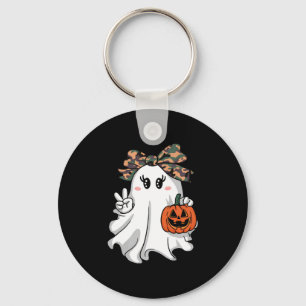 Funny Halloween Camouflage Camo Ghost Hello Huntin Key Ring