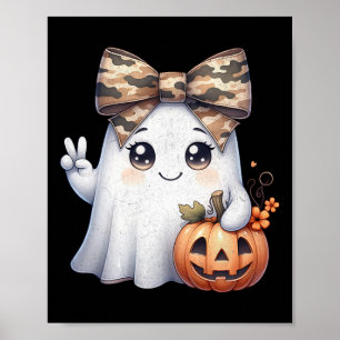 Funny Halloween Camouflage Camo Ghost Hello Huntin Poster