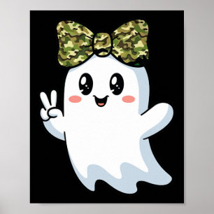 Funny Halloween Camouflage Camo Ghost Hello Huntin Poster