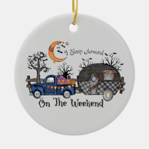 Funny Halloween Camping Ceramic Tree Decoration