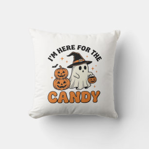 Funny Halloween Candy Ghost Pumpkin Vintage Design Cushion