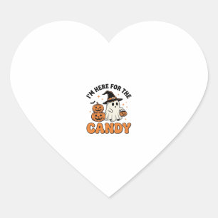 Funny Halloween Candy Ghost Pumpkin Vintage Design Heart Sticker