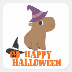 Funny Halloween Capybara Square Sticker