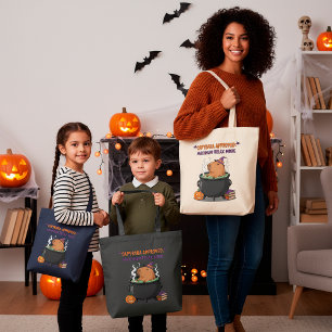 Funny Halloween Capybara Witch Wizard Cauldron Tote Bag