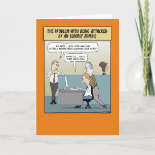 Funny Halloween card: Elderly Zombie Card