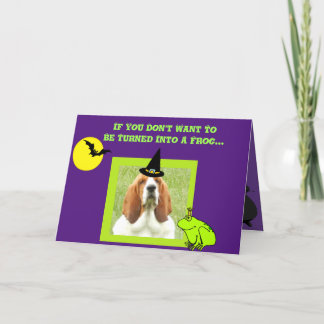 Funny Halloween Card w/Basset Witch & Cauldron